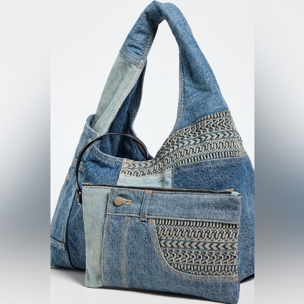 Marc Jacobs Patchwork Denim Sack bag Blue Multi-Panel Hobo $695 - Picture 4 of 12